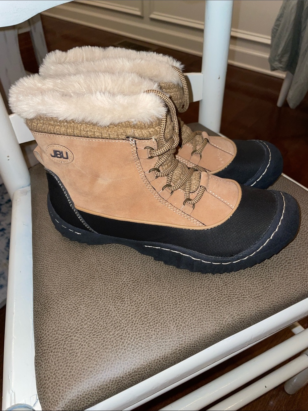 JBU Tan and Black Faux-Fur Winter Boots